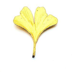 Gold Dipped Vermeil Ginko Leaf Brooch, Unique Botanical Lapel Pin